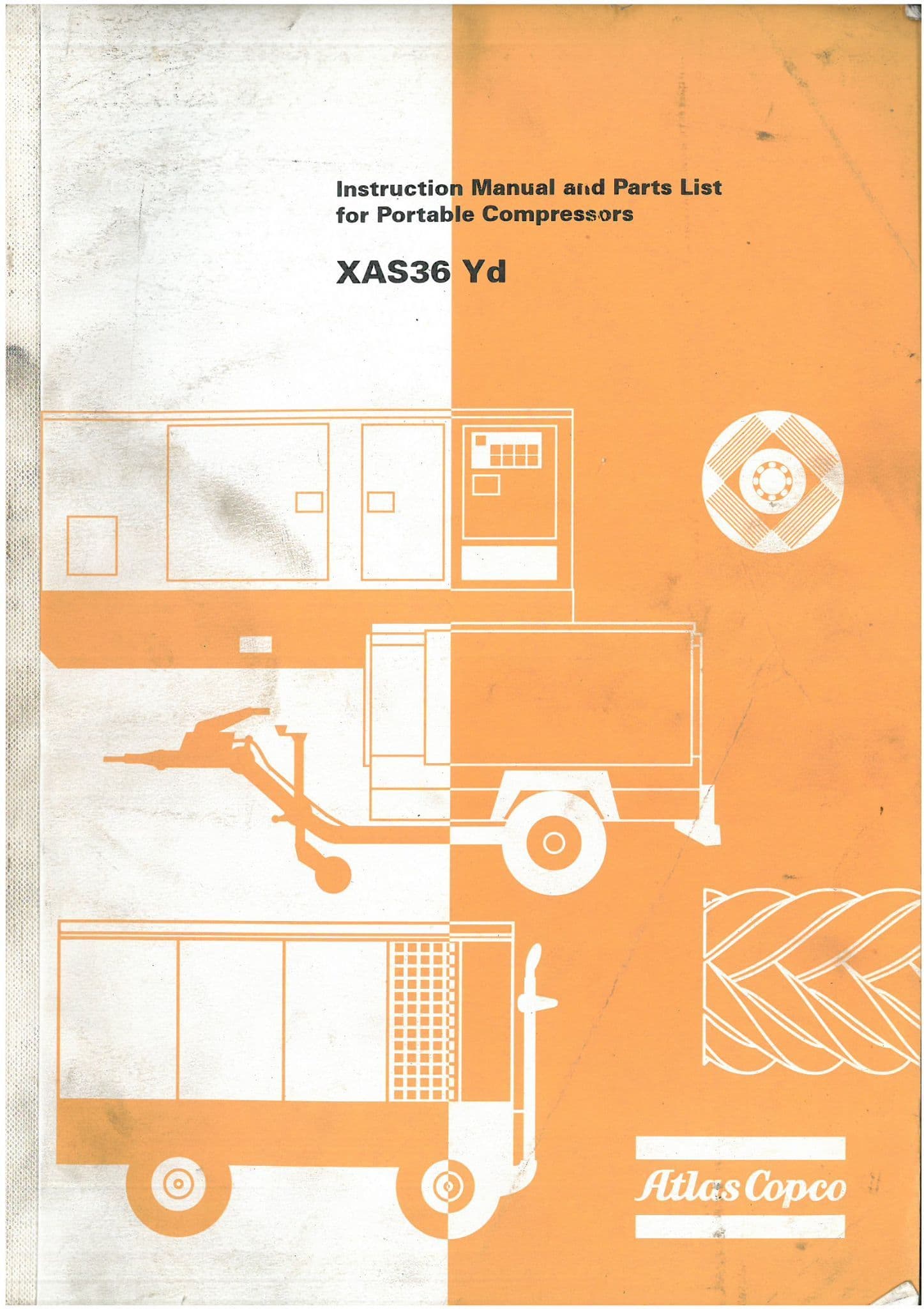 Atlas Copco Portable Compressor XAS36 Yd Operators Manual with Parts List