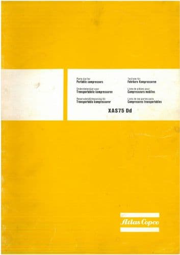 Atlas Copco Portable Compressor XAS75Dd Parts Manual XAS 75 Dd
