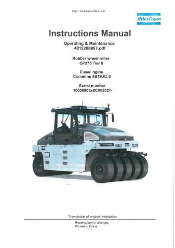 Atlas Copco Rubber Wheel Roller CP275 Tier II Operators Manual