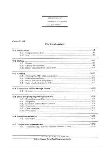 Atlet Forklift Model  U AC Power Plus Workshop Service Manual