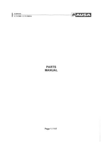 Ausa Dumper D 175 RMS D 175 RMSX4 Parts Manual
