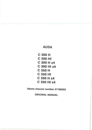 Ausa Forklift Truck C300 C350 H HI x4 Operators Manual