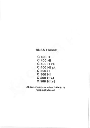 Ausa Forklift Truck C400 C500 H HI x4 Operators Manual