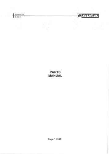 Ausa Forklifts C200H Parts Manual