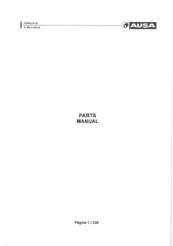 Ausa Forklifts C250H X4 LE Parts Manual