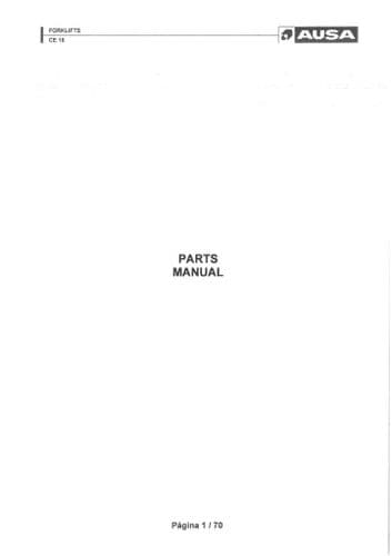 Ausa Forklifts CE 16 Parts Manual