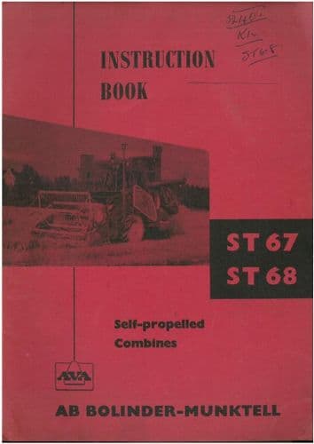 AVA AB Bolinder-Munktell Combine ST67 & ST68 Operators Manual