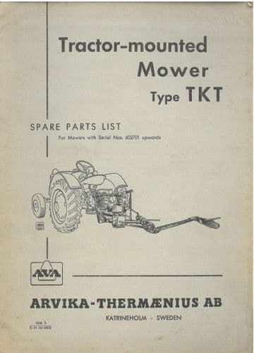 AVA Mower Type TKT Parts Manual