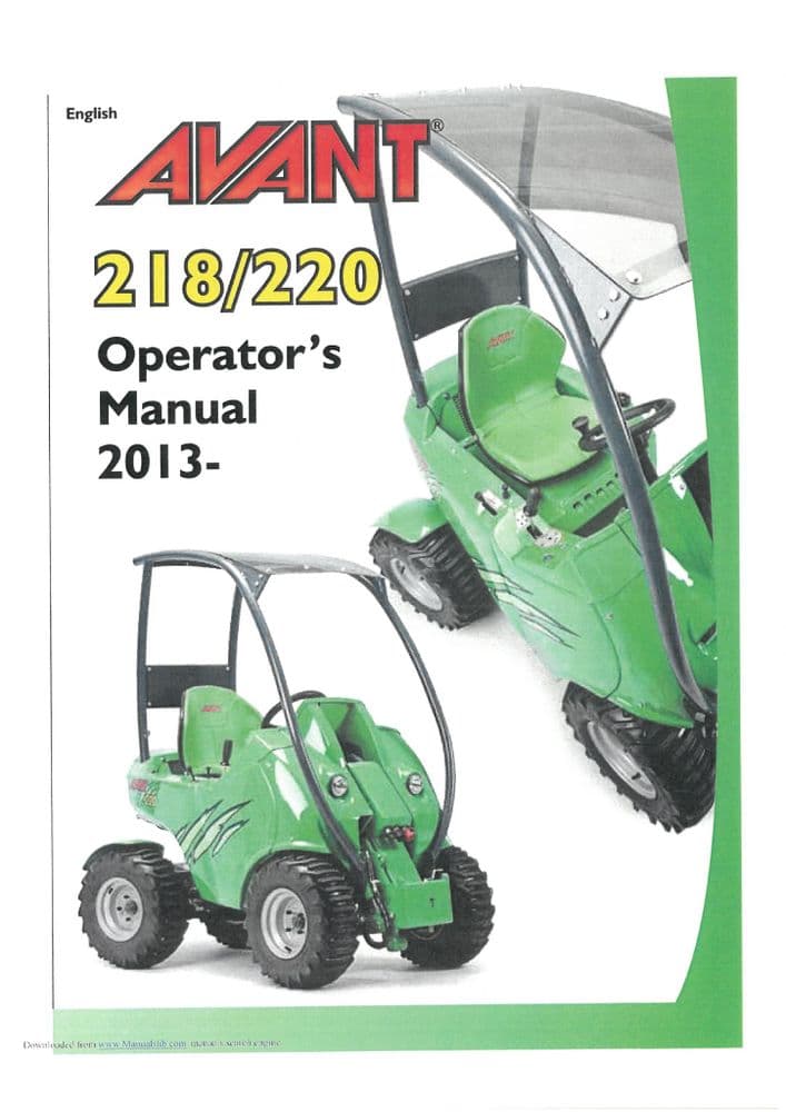 Avant Loader 218 220 Operators Manual