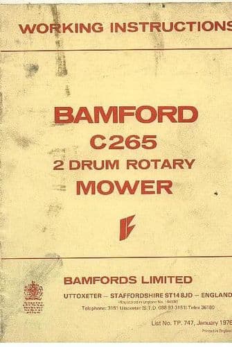 Bamford C265 2 Drum Rotary Mower Operators Manual