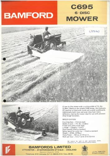 Bamford C695 - 6 Disc Mower Brochure
