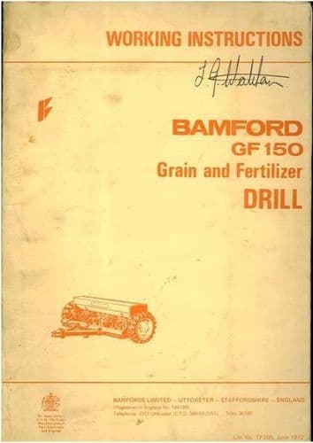 Bamford GF150 Grain and Fertilizer Drill Operators Manual
