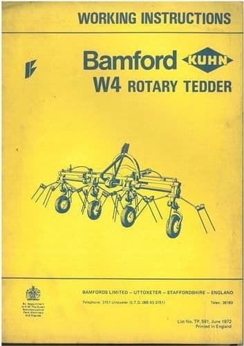 Bamford Kuhn W4 Rotary Tedder Operators Manual