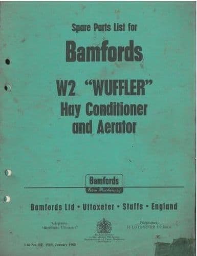 Bamford W2 Wuffler Tedder Hay Conditioner & Aerator Parts Manual