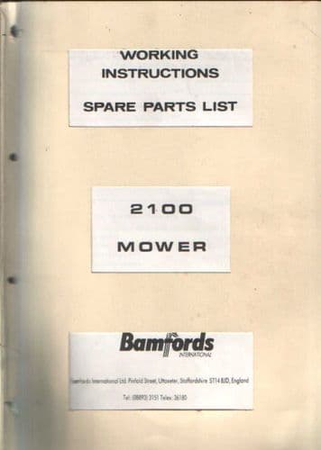 Bamfords 2100 Mower Operators Manual with Parts List