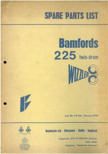 Bamfords 225 Wizzler Parts Manual