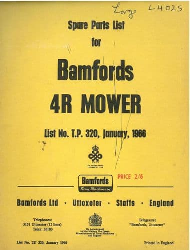 Bamfords 4R Mower Parts Manual