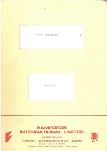 Bamfords Baler BX10 Operators Manual - Jones Dehondt