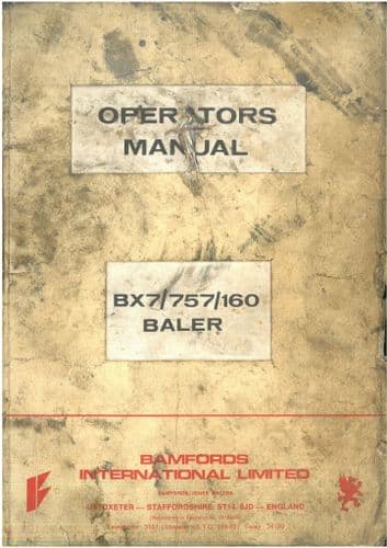 Bamfords BX7 757 160 Operators Manual
