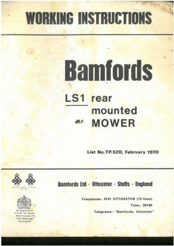 Bamfords Rear Mounted Mower LS1 Operators Manual