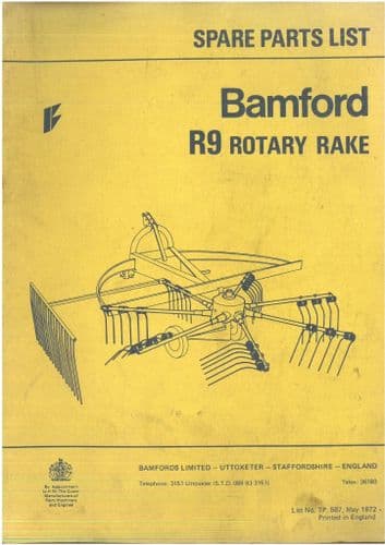 Bamfords Rotary Rake R9  Parts Manual