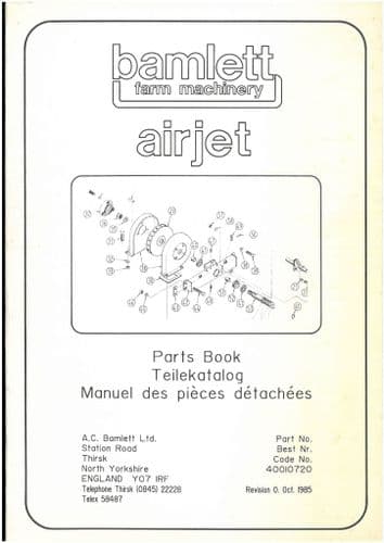 Bamlett Fertilizer Spreader Airjet  Parts Manual