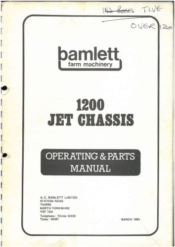 Bamlett Jet Chassis 1200 Operators & Parts  Manual