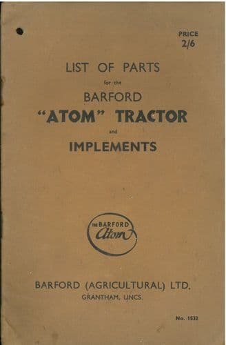 Barford Atom Tractor and Implements Parts Manual