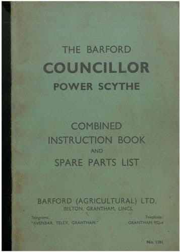 Barford Councillor Power Scythe Operators Manual with Parts List - ORIGINAL