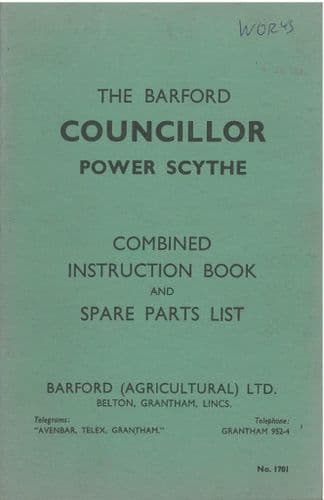 Barford Councillor Power Scythe Operators Manual with Parts List