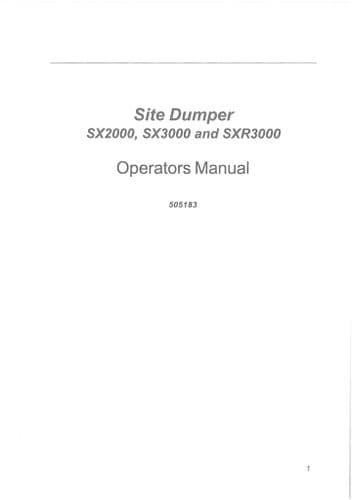 Barford Mini Dumper SX2000 SX3000 SXR3000 Operators Manual