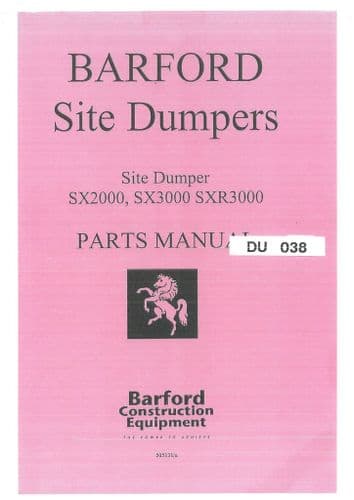 Barford Mini Dumper SX2000-SX3000-SXR3000 Parts Manual