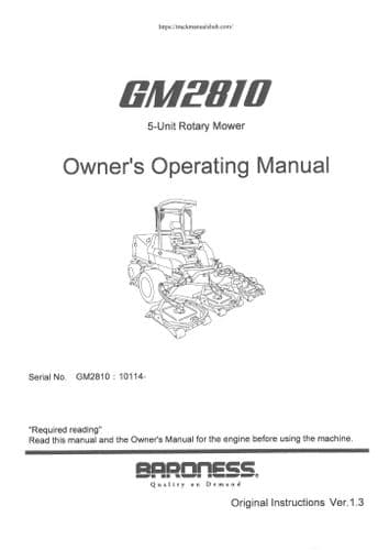 Baroness 5 Unit Rotary Mower GM2810 Operators Manual