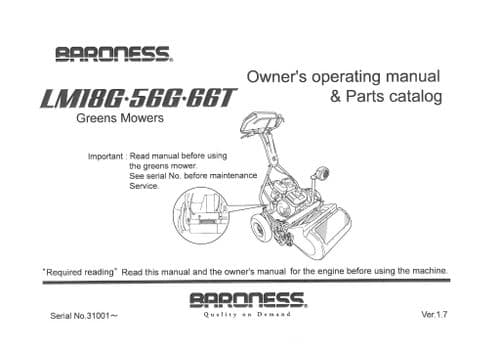 Baroness Lawn Mower LM18G LM56G & LM66T Operators Manual and Spare Parts List
