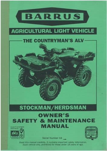 Barrus ATV "The Countryman's ALV" D-Bat Operators Manual - DBat Stockman Herdsman