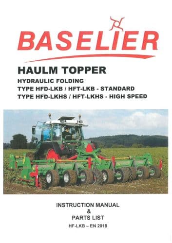 Baselier Haulm Topper Hydraulic Folding HFD-LKB HFD-LKHS Operators and Parts Manual