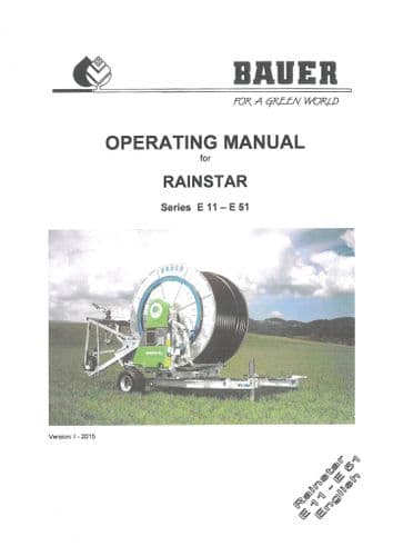 Bauer Rainstar Sprayer E11 E21 E31 E41 E51 Operators Manual