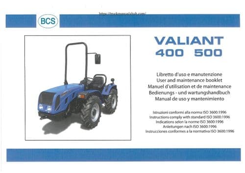 BCS Tractor Valiant 400 & 500 Operators Manual