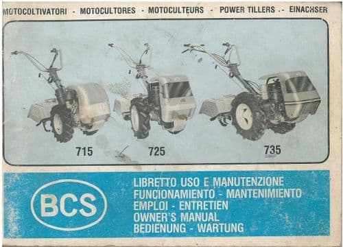 BCS Walking Tractor 715 725 735 Operators Manual