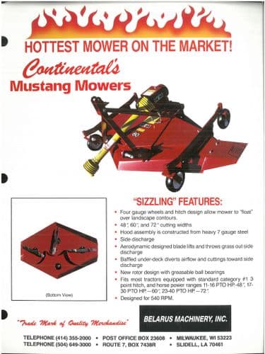 Belarus Machinery Mustang Mower Brochure