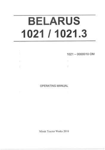 Belarus Tractor 1021, 1021.3 Operators Manual