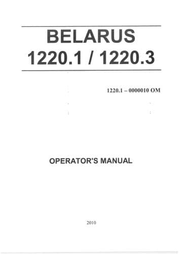 Belarus Tractor 1220.1, 1220.3 Operators Manual
