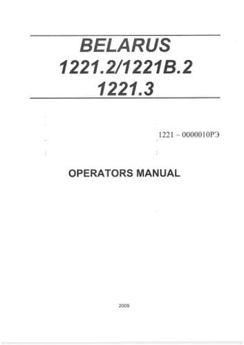 Belarus Tractor 1221.2, 1221B.2, 1221.3 Operators Manual