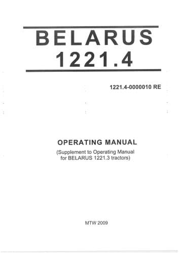 Belarus Tractor 1221.4 Operators Manual