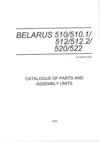 Belarus Tractor 510, 510.1, 512, 512.2, 520, 522 Parts Manual