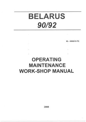 Belarus Tractor 90/92 Operators Manual