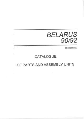 Belarus Tractor 90/92 Parts Manual