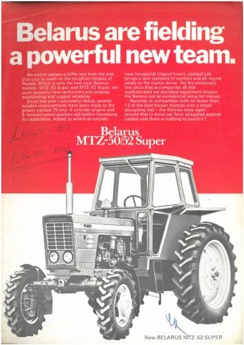 Belarus Tractor MTZ50 & MTZ52 Super Brochure - MTZ 50 & 52
