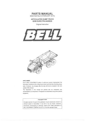 Bell Dump Truck Haulier B25E Parts Manual