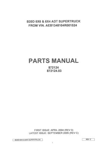 Bell Supertruck ADT B20D 6x6 4x4 Parts Manual